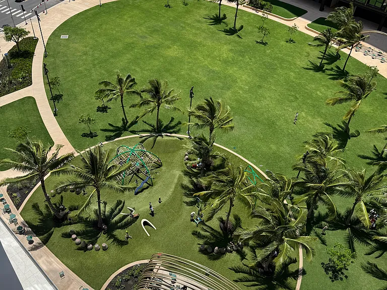 Park and greenspace just below us