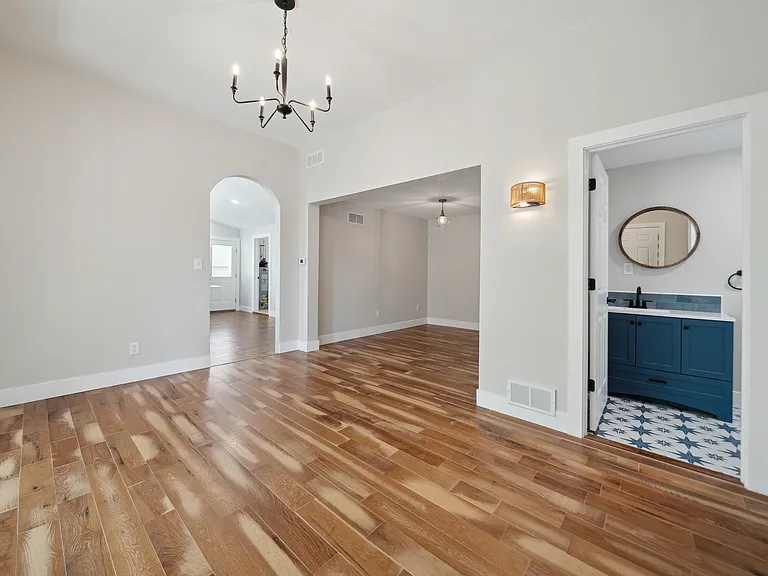 Living room showing half bath