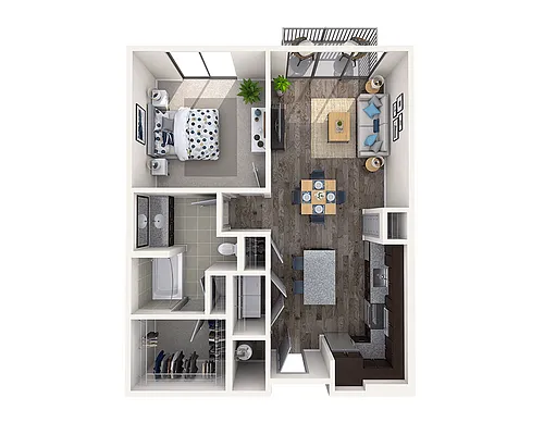 Floor plan One Bedroom A1H