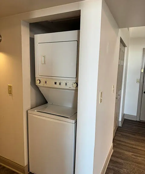 Stackable washer and dryer.