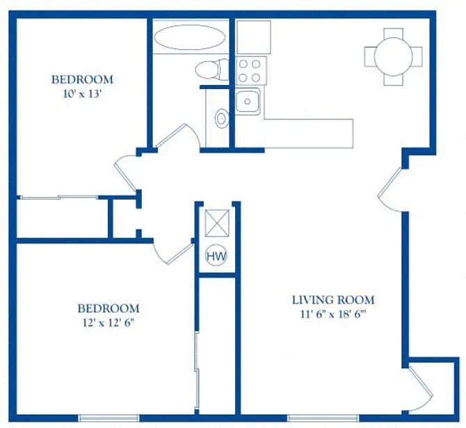 Floor plan 2 Bedroom 1 Bath