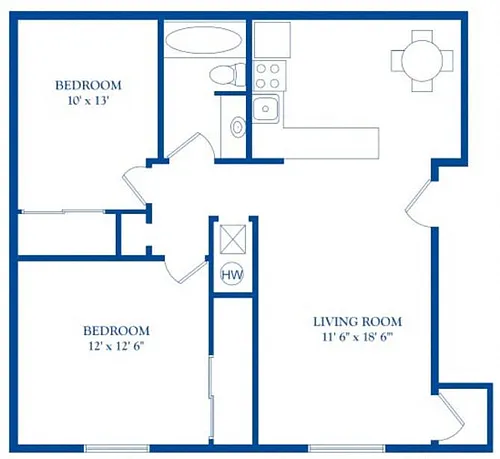 Floor plan 2 Bedroom 1 Bath