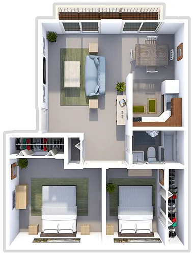 Floor plan SANDPIPER COVE 2 BEDROOM 1 BATH