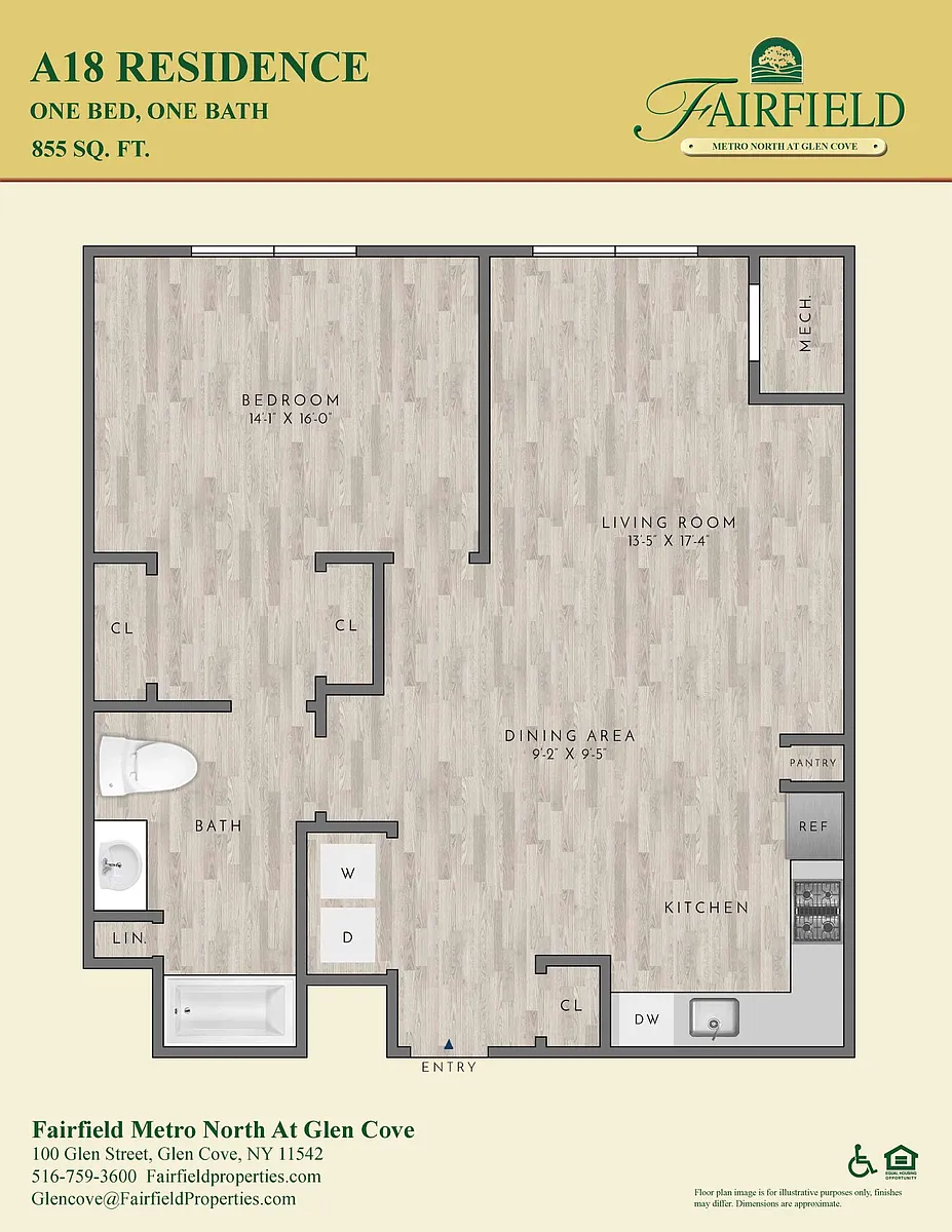 Floor plan A18 North FR 1 Bedroom|1 Bath