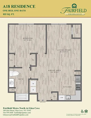 Floor plan A18 North FR 1 Bedroom|1 Bath