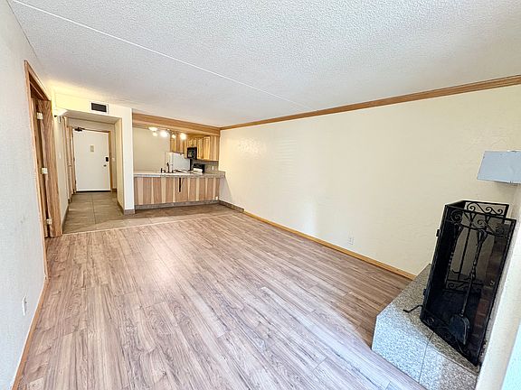 Spacious living room with fireplace