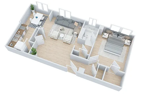 Floor plan One Bedroom One Bath - EMB750