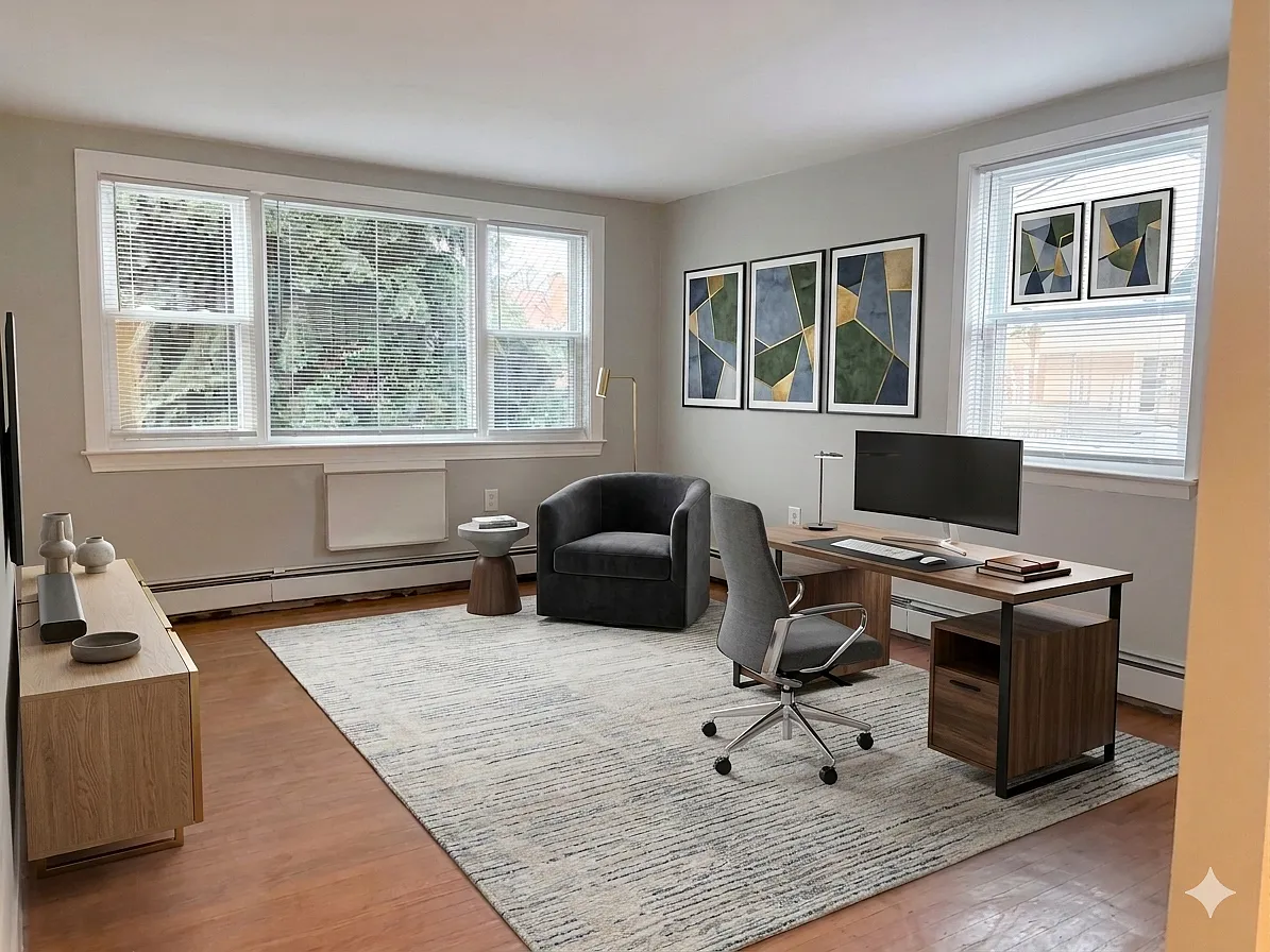 Living room example with furniture - 6007 N Camac St #2