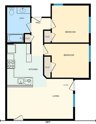 Floor plan Two Bedroom Apartment