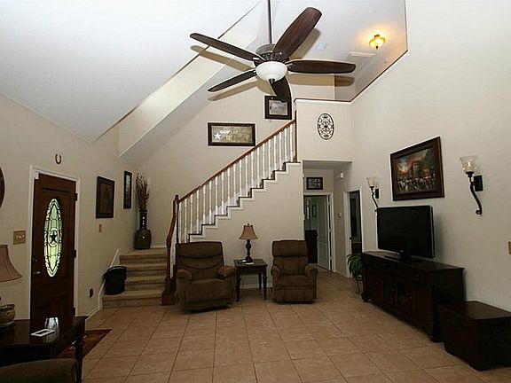 View of the living room from near fireplace.