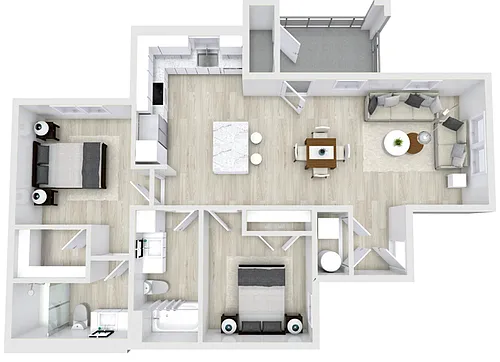 Floor plan 2 Bed 2 Bath Large