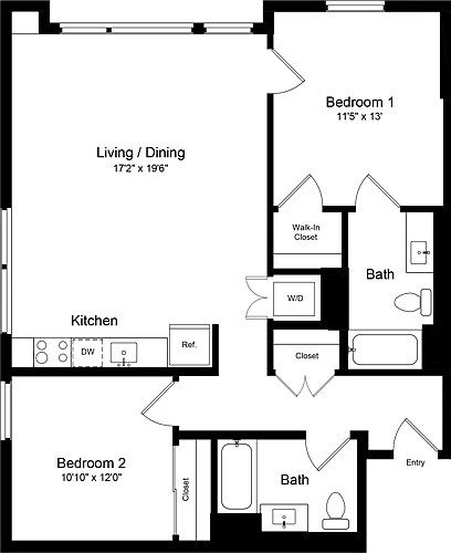 Floor plan 2 Bedroom E