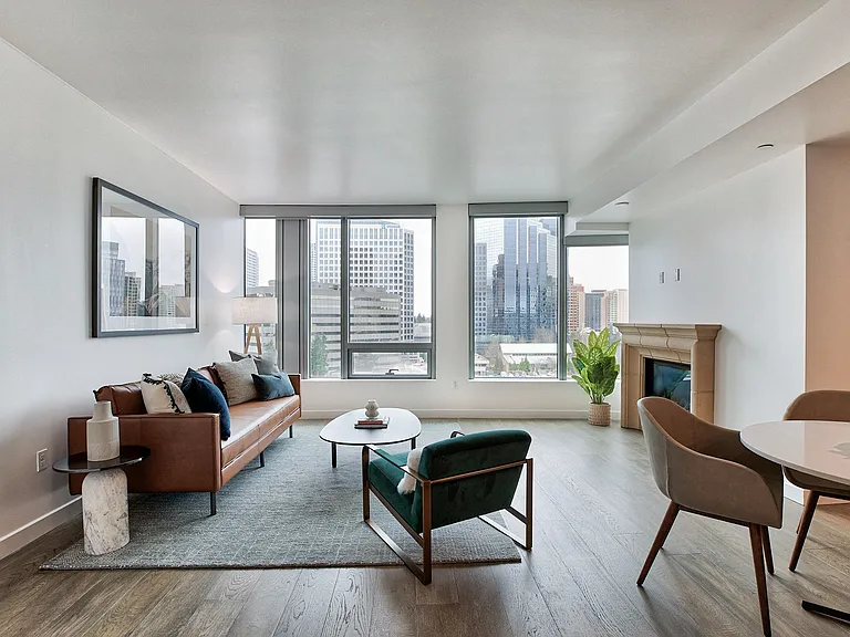 Spacious living room with an abundance of natural lighting