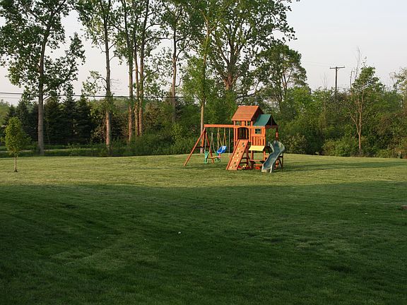 Backyard with playhouse