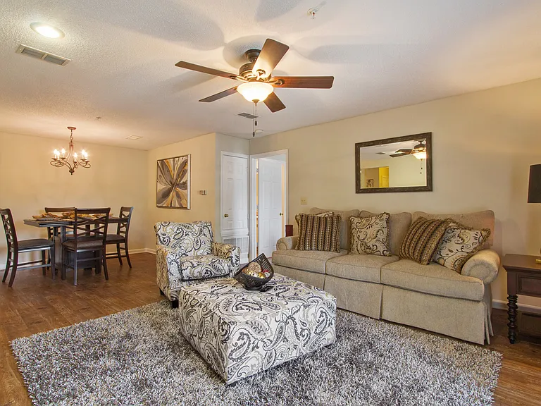 Model living room and dining area