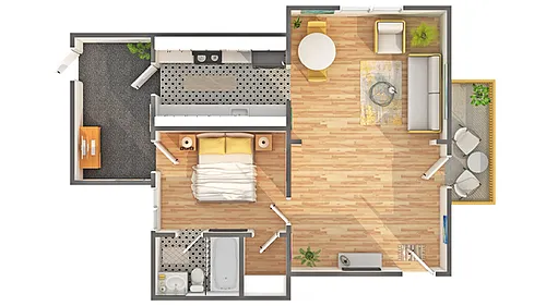 Floor plan Buckingham One Bedroom