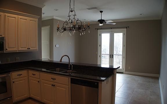 Open floor plan from kitchen into living area