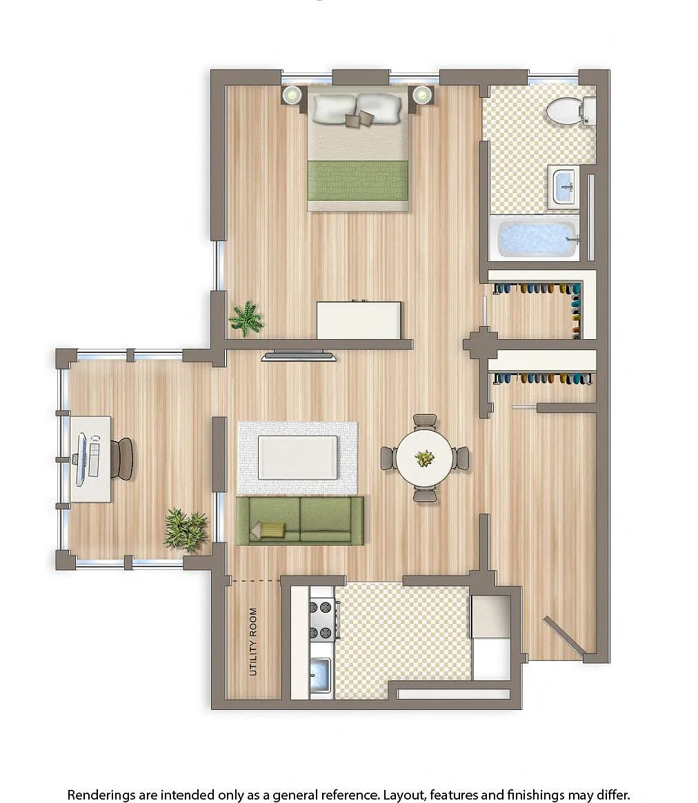 Floor plan 1 Bedroom E