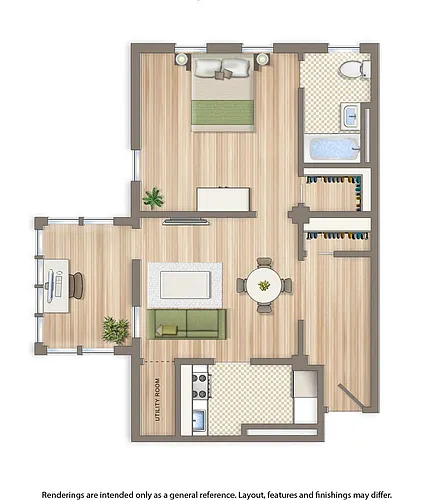 Floor plan 1 Bedroom E