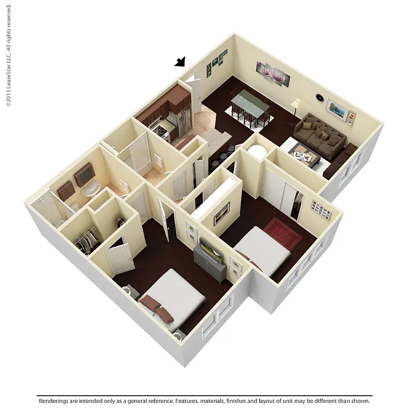 Floor plan 2 Bedroom - 2 Bath