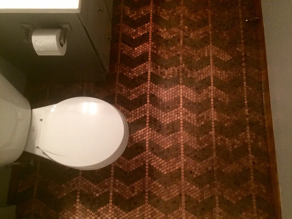 4,500 pennies laid on floor
