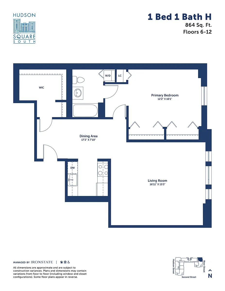 Floor plan 1 Bed 1 Bath H