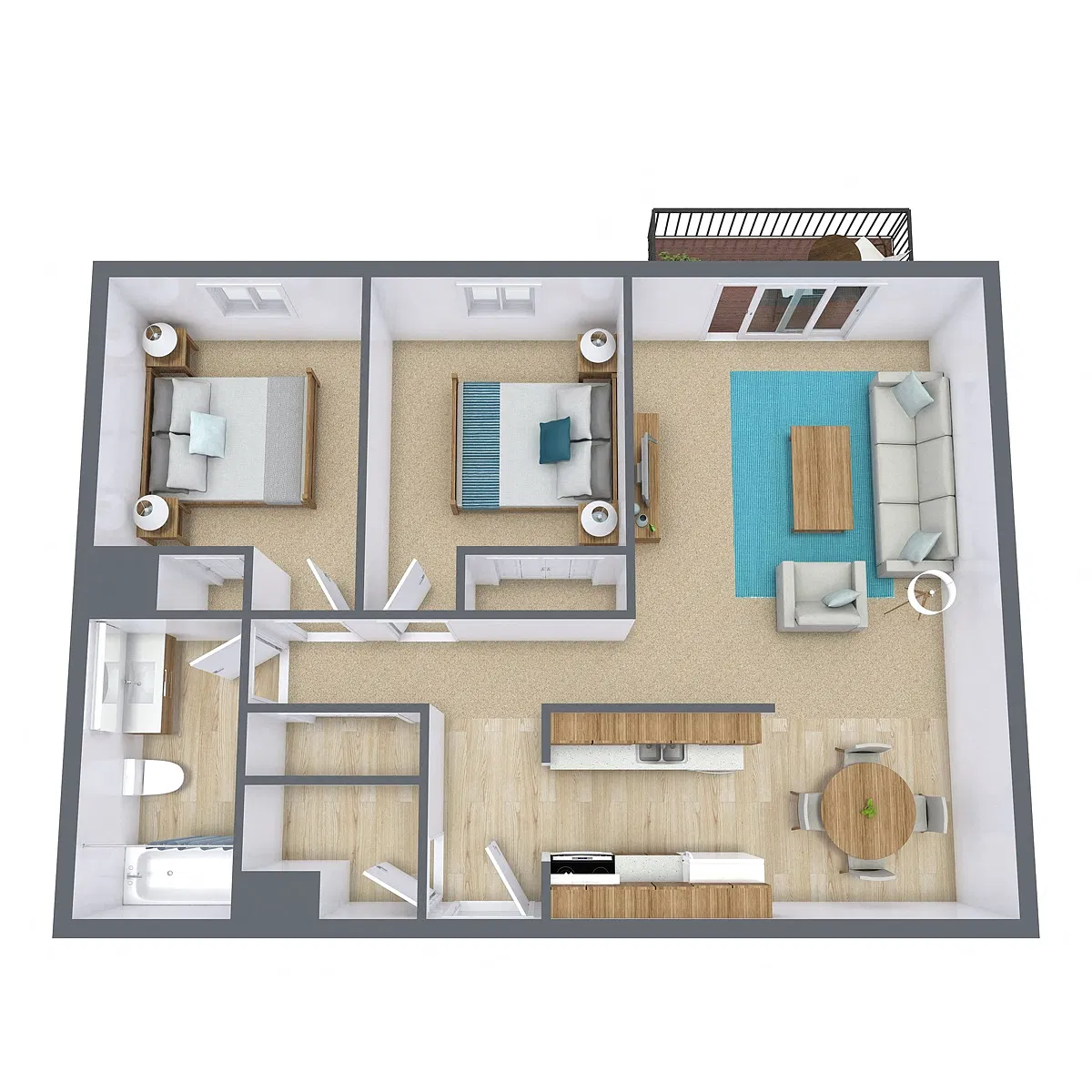 Floor plan Two Bedroom 21A