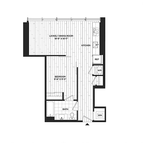 Floor plan 1 Bed - 1 Bath | A04