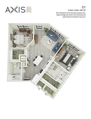 Floor plan 2 Bed 2 Bath