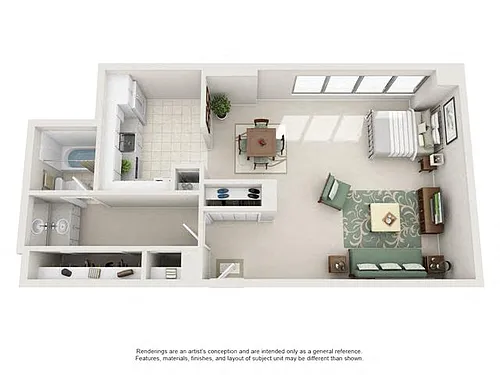 Floor plan Studio, 1 Bath 606 SF 01