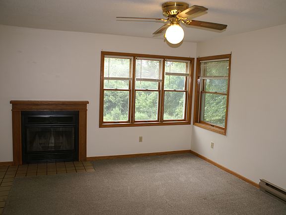 Living room with wood fireplace