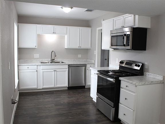 Stainless steel appliances and trendy white cabinets in your new kitchen