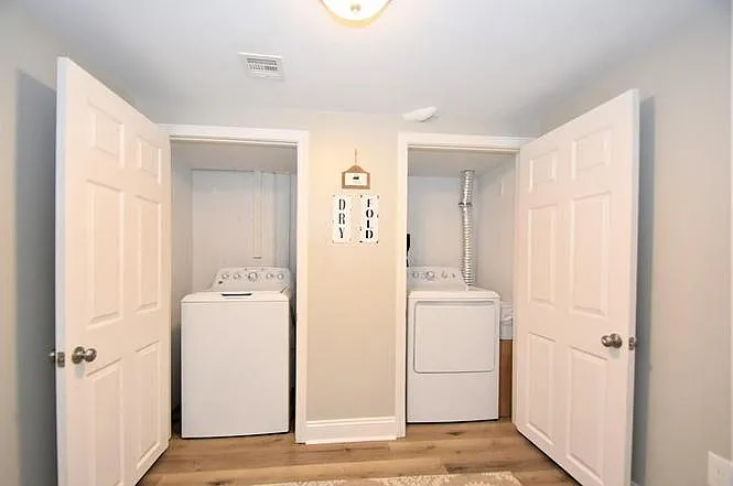 Laundry room in basement, washer and dryer included.