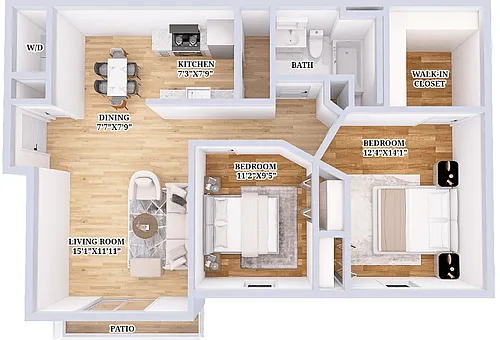 Floor plan The Winchester Renovated 2 Bed 1 Bath