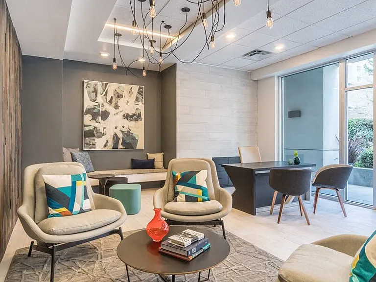 Convenient Leasing Lounge with complimentary coffee bar