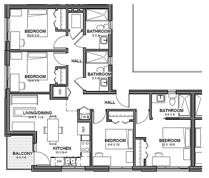 Floor plan 4 Bed 3 Bath