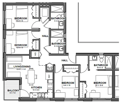 Floor plan 4 Bed 3 Bath