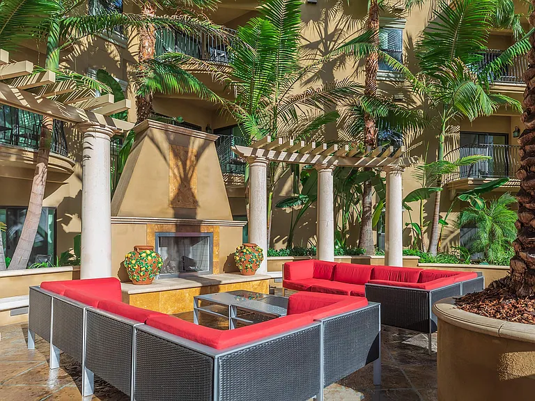 Courtyard Fire Place and Seating Area