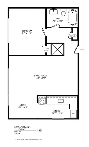 Floor plan 1 Bedroom, 1 Bathroom
