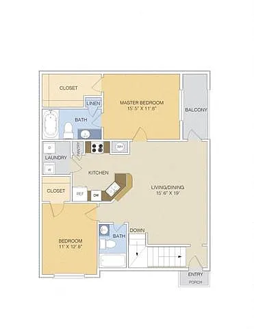 Floor plan B1 Lower/Upper (with garages in select units)