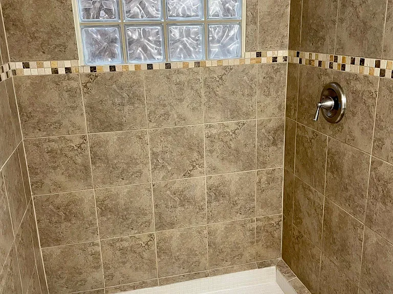 tiled bathroom.