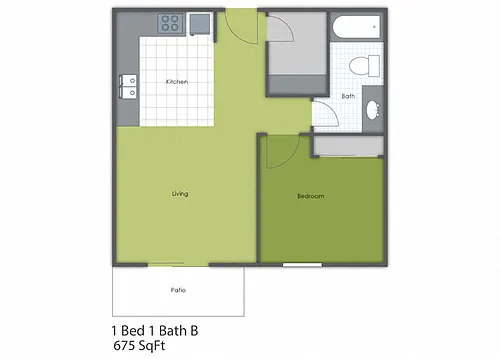 Floor plan 1 Bedroom 1 Bath B