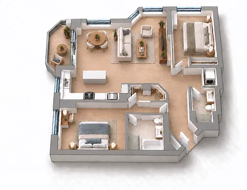 Floor plan 2 Bed 2 Bath JUR