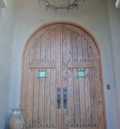 Handmade 9'6" hand hewn oak front doors