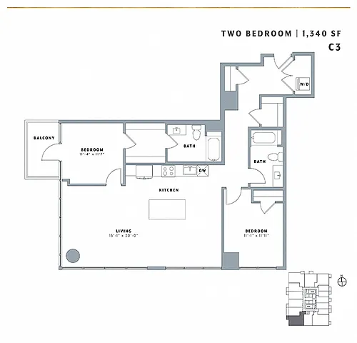 Floor plan Two Bedroom C3