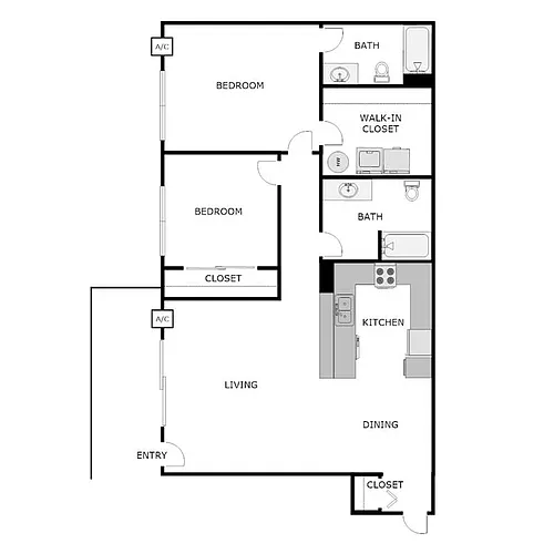 Floor plan 2 Bed 2 Bath Lower w/ Garage