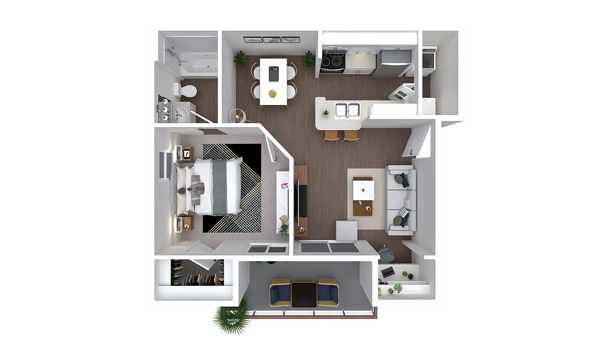 Floor plan 1x1-648 Upgraded