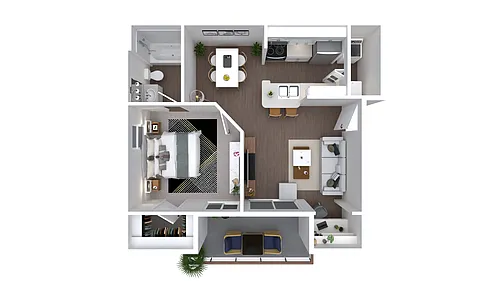 Floor plan 1x1-648 Upgraded