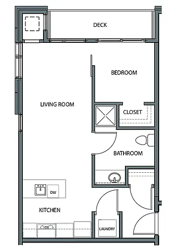 Floor plan 1 Bedroom A - Corner