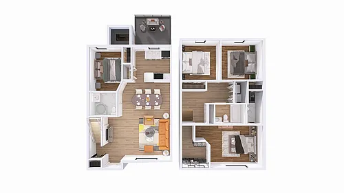 Floor plan 4 Bed, 3 Bath